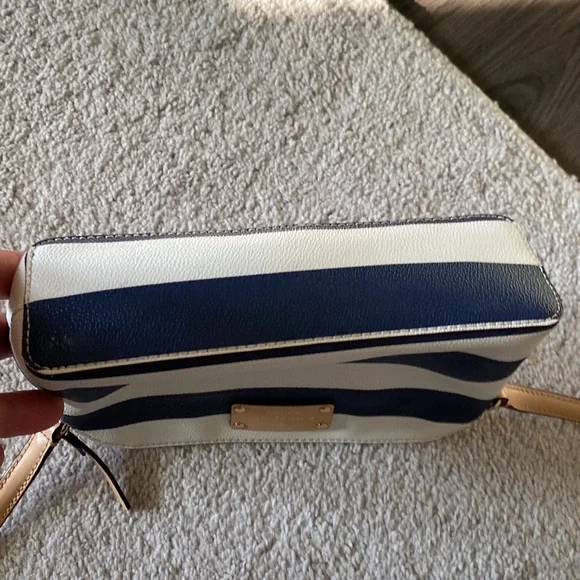 Blue/white striped Kate Spade over the shoulder purse. - Picture 4 of 4